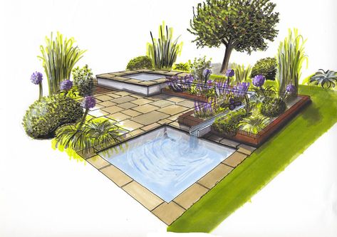 Rose Garden Landscape, Landscape Design Drawings, Landscape Architecture Drawing, Front Garden Design, Garden Illustration, Garden Drawing, Landscape Sketch, Garden Design Plans, Landscape Design Plans