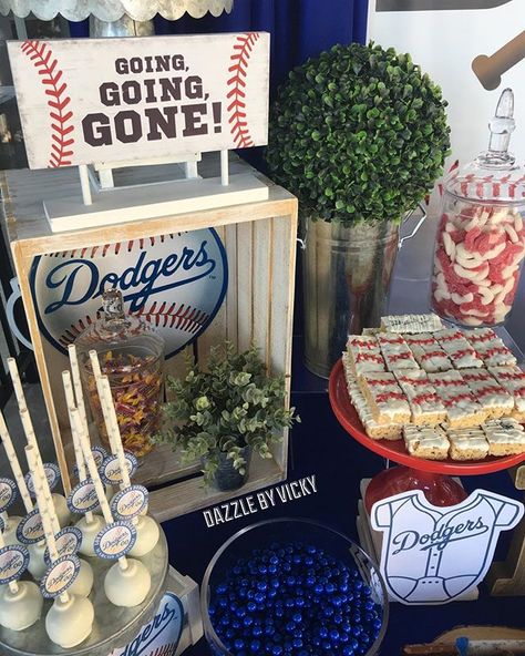 ⚾️LA Dodgers Themed Candy Dessert Buffet⚾️ by @dazzlebyvicky #candybar #candytable #desserttable #dessertbuffet #dessertstation #ladodgers… Dodgers Baby Shower Ideas, La Dodgers Birthday Party, Dodger Party, Dodgers Birthday Party, Dodgers Party, Baseball Theme Birthday, Baseball Baby Shower Theme, Ninjago Birthday Party, Ballerina Baby Showers