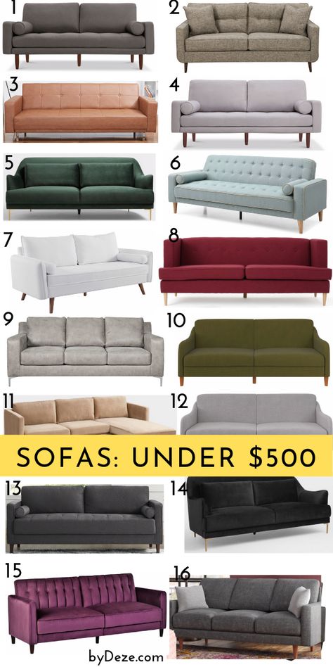 How to Buy a Cheap Sofa or Couch online and furnish your living room on a budget! Click through for a list of sofas under $500. #sofa #couch #livingroom #cheaphomedecor #homedecoronabudget #apartmentdecor #livingroomideas #apartment #apartmentdecorating #apartmentideas Budget Sofa, Cheap Sofa, Cheap Couch, Cheap Living Room Furniture, Affordable Sofa, Cheap Sofas, Living Room Furniture Arrangement, Unique Sofas, Round Sofa