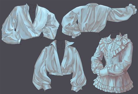 Shirt Rendering Tutorial, Adjusting Sleeve Pose, Unbuttoning Shirt Reference Drawing, How To Draw Wet Shirt, How To Draw Puffy Sleeves, Unbuttoned Shirt Reference, Blouse Drawing Reference, Shirt Folds Reference, Sleeve Folds Reference