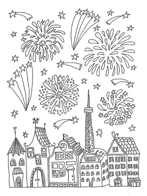 Fireworks Coloring Pages, Bonfire Night Crafts, Summer Fireworks, Rabbit Coloring, Firework Colors, New Year Coloring Pages, Fireworks Art, Free Kids Coloring Pages, Rabbit Colors