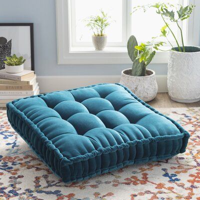 Mercer41 Lindley Solid Border Cotton Throw Pillow Colour: Violet, Size: 24" x 24" Teal Pillow Covers, Square Floor Pillows, Dorm Pillows, Teal Pillows, How To Clean Pillows, Meditation Space, Square Pillow Cover, Floor Cushions, Floor Pillow