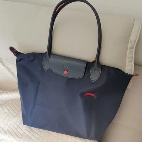 Longchamp Le Pliage Club Medium Navy Handbag Women's Canvas M  Shoulder Bag Blue Longchamp, Longchamp Le Pliage Club, Longchamp Tote Bag, Navy Handbag, Longchamp Tote, Longchamp Bag, Longchamp Handbags, Longchamp Bags, Black Leather Tote Bag