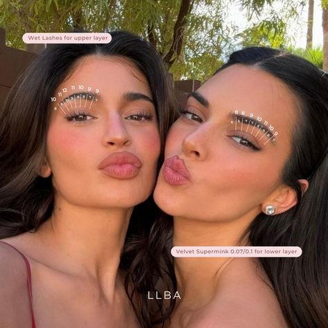 😍 Achieve the lash look: Kylie and Kendall edition!   Need help figuring out what to do when your client says they want their lashes like Kylie or Kendall's? Don't worry, we got you! 💁🏻‍♀️  This look can be easily achieved by doing a Wet Look Classic set using our Lashfolio Wet Promade for the upper layer and Velvet Supermink 0.07 or 0.1 for the lower layer.  What other celebrity look would you like us to map for you? Let us know in the comments! 💬💗 Kylie Lashes Extensions, Kylie Jenner Lash Map, Kylie Lash Extensions Map, Kylie Jenner Lash Extensions Map, Wet Lash Map, Lash Extension Inspiration, Kylie Jenner Lash Extensions, Kylie Lashes, Velvet Lashes