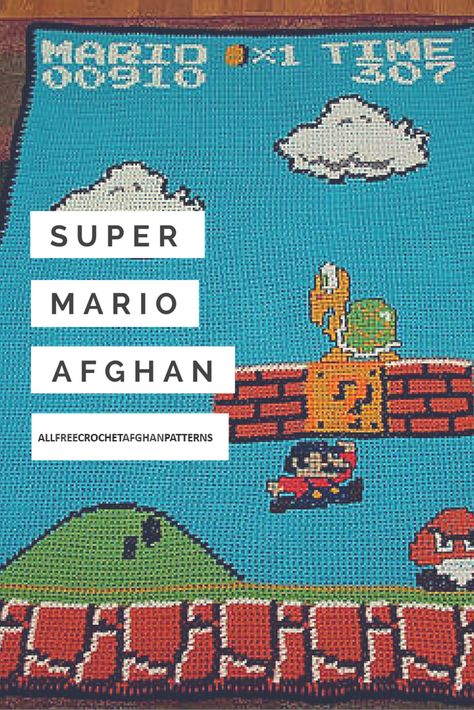 You might not believe your eyes, but this Super Mario Afghan is all done in single crochet. This free crochet afghan pattern is a superb rendering of the Super Mario video game that so many kids love. Mario Crochet, Afghan Crochet Patterns Easy, Mario Video Game, Crochet Afghan Patterns Free, Crochet Geek, C2c Crochet, Crochet Quilt, Afghan Crochet, Afghan Patterns