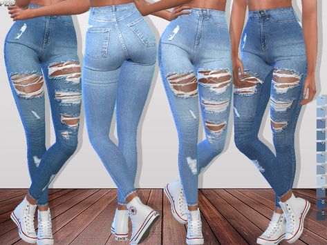 Denim Ripped Jeans 093 with 11 colors. Found in TSR Category 'Sims 4 Female Everyday' Superenge Jeans, Cc Clothes, The Sims 4 Packs, Sims 4 Game Mods, Sims 4 Gameplay, Sims 4 Teen, Sims Games, Sims 4 Dresses, Sims 4 Toddler