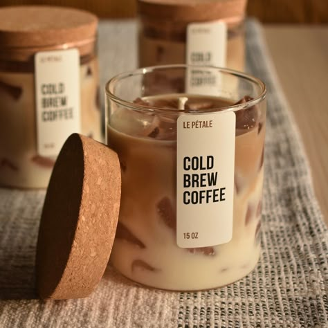 Iced Coffee Candle, Coffee Scented Candles, Homemade Scented Candles, Coffee Obsession, Cute Candles, Coffee Candle, Handmade Candle, Candle Ideas, Iced Latte