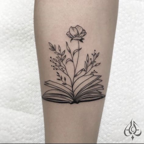 Book And Flower Tattoo Ideas, Books With Flowers Tattoo, Book Plant Tattoo, Book Club Tattoo, Book And Flowers Tattoo, Book Tattoos With Flowers, Book And Plant Tattoo, Books And Flowers Tattoo, Open Book Tattoo