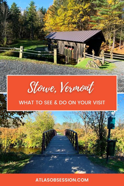 Do you want to visit Stowe, Vermont? This guide gives you all of the recommendations you need for visiting this quaint Vermont town. Go for a hike, do some shopping, sample some local foods, and enjoy a perfect day in Stowe, Vermont. Vermont In The Fall, Vermont Fall, Stowe Vt, Stowe Vermont, Anniversary Trips, Fall Travel, Local Guide, A Perfect Day, Tasty Treats