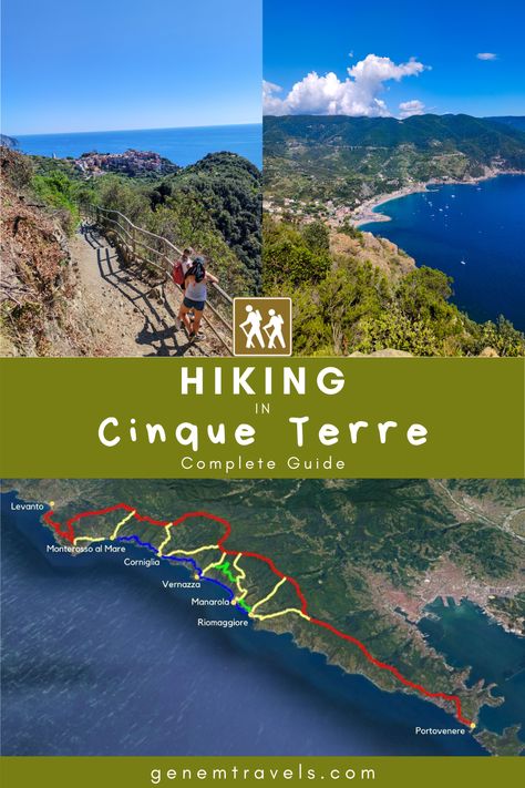 Hiking in Cinque Terre Italy is one of the most popular activities in that area. It's a complete guide about different hiking trails in Cinque Terre, Italy. From there you can find trail options in popular Blue Path and High Path. Hiking in Cinque Terre is one thing to do in Italy. Get you Cinque Terre hiking outfit on and start discovering beaten tracks. #cinqueterre #italy #hiking #hike #guide #hikingguide Cinque Terre Italy Hiking, Cinque Terre Hike, Italy Trip Planning, Hiking Adventures, Things To Do In Italy, Cinque Terre Italy, Hiking Guide, Backpacking Tips, Italy Travel Tips