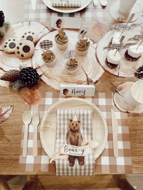 Beary Onederful, Bear-y First Birthday, Bear First Birthday, Teddy First Birthday, First Birthday Table Decorations, Little Bear Birthday Party, Beary First Birthday Boy, Bear First Birthday Party, Teddy Bear Birthday Theme