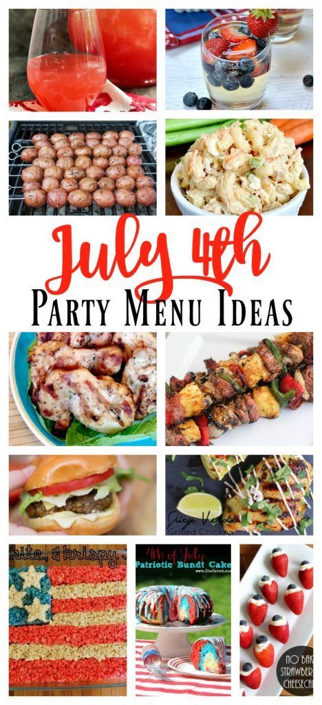 July 4th Party Menu Ideas - Drinks, Appetizers, Mains, and Desserts! Patriotic Bundt Cake, Party Menu Ideas, 4th July Food, July 4th Party, Fourth Of July Party, Patriotic Food, Bbq Menu, Patriotic Desserts, 4th Of July Desserts