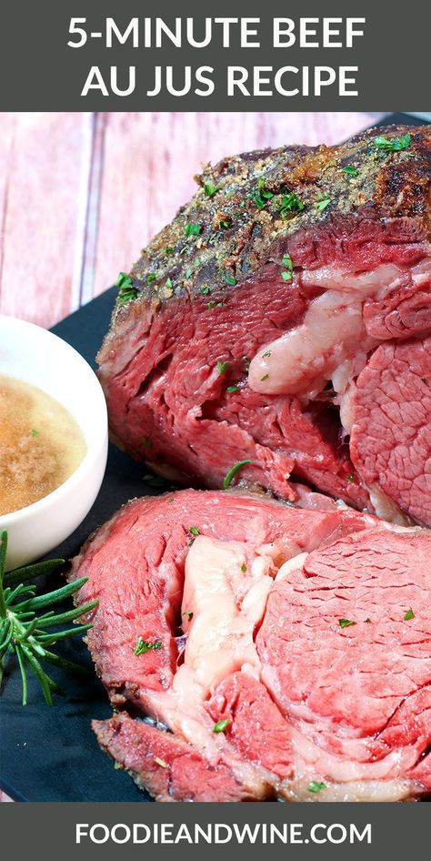 Two Flavorful Prime Rib Au Jus recipes to serve alongside your Oven Roasted Prime Rib Recipe or Smoked Prime Rib: Classic roast beef au jus and red wine au jus. Can be made with beef drippings or without beef drippings! These quick au jus recipes are also perfect for your French dip sandwich recipe! #aujus #aujusrecipes #aujusrecipeeasy #aujusrecipeeasybeefbroth #aujusforprimerib #primeribaujus #beefaujusrecipe #primeribaujusrecipe #primeribaujusrecipewithdrippings Easy Prime Rib Recipe, Prime Rib Roast Recipe Ovens, Sous Vide Prime Rib, Easy Prime Rib, Easy Au Jus Recipe, Roast Beef Au Jus, House Of Prime Rib, Prime Rib Au Jus, Jus Recipe