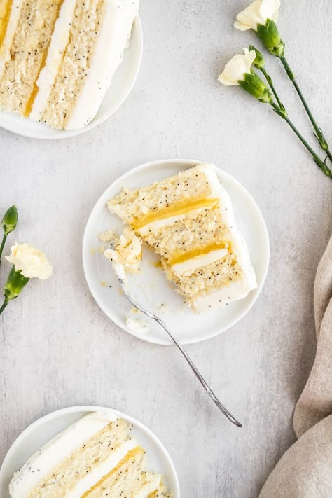 Lemon Poppyseed Layer Cake Lemon Poppyseed Cake Recipe, Poppy Seed Cake Recipe, Lemon Poppy Seed Cake, Southern Buttermilk Biscuits, Poppyseed Cake, Lemon Poppyseed Cake, Lemon Cream Cheese Frosting, Seed Cake, Lemon Cream Cheese