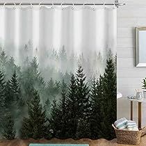 Forest Shower Curtain, Tree Shower Curtain, Dark Green Fabric, Curtains For Bathroom, Waffle Weave Shower Curtain, Abstract Shower Curtain, Moon Tapestry, Bath Curtain, Misty Forest