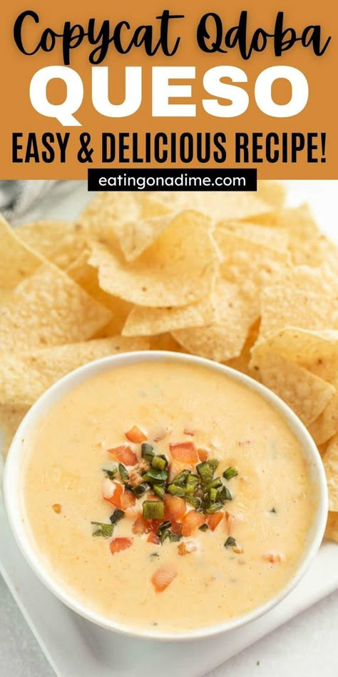 Restaurant Queso Recipe, Qdoba Queso Recipe, Spicy Queso Recipe, Copycat Qdoba, Queso Recipe Easy, Spicy Queso, Queso Dip Recipes, Queso Recipe, Queso Fundido