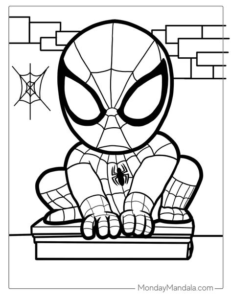 Spiderman Coloring Pages, Spider Coloring Page, Chibi Coloring Pages, Avengers Coloring Pages, Superhero Coloring Pages, Baby Spiderman, Spiderman Coloring, Superhero Coloring, Kitty Coloring