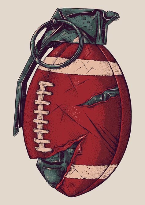 Tattoo Homme, Behance Illustration, Football Tattoo, Football Drawing, Decor Salon, Nfl Football Art, Volleyball Shirts, Football Illustration, Baseball Ball