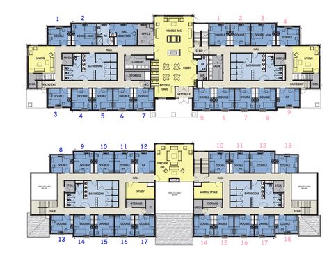 Boarding School Dorm Floor Plan, Chamber And Hall Apartment Plan, Boarding School Floor Plan, Dormitory Floor Plan, Hotel Lobby Floor Plan Layout, School Layout Plan, Lobby Floor Plan, Boarding School Dorm, Prison Architect