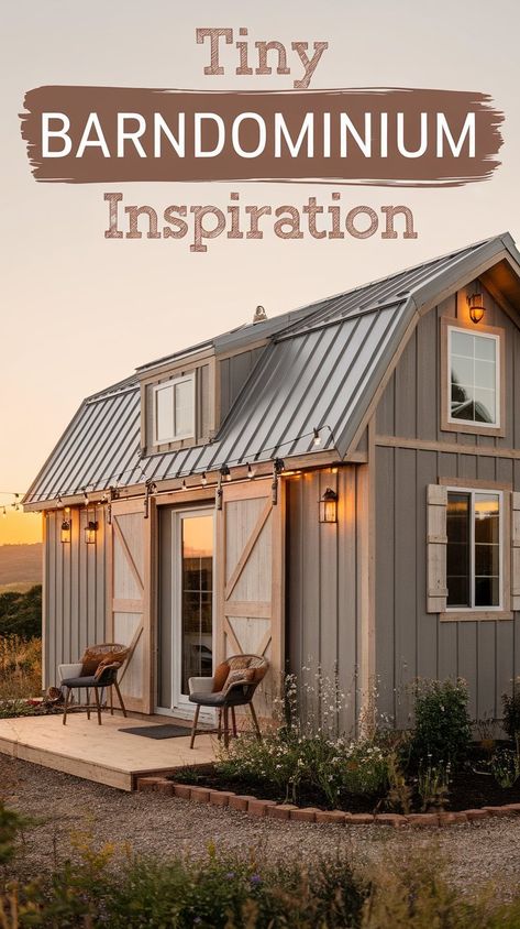 Think barndominiums are just for big spaces? Tiny Barndominium homes are the new trend, blending rustic charm with modern living in small barndominium spaces. Explore how tiny house luxury and affordable barndominium ideas can create the perfect balance of comfort and style! #gg #homedesigninsider #barndominiumtinyhome Small Modern Barndominium, Tiny Shop House, Small Barndominium With Garage, Smaller Barndominium Ideas, Barndominium Tiny House, Barndominium Ideas 2 Bedroom, Tiny Home Barndominium, Tiny Barndominium Ideas, Mini Barndominium