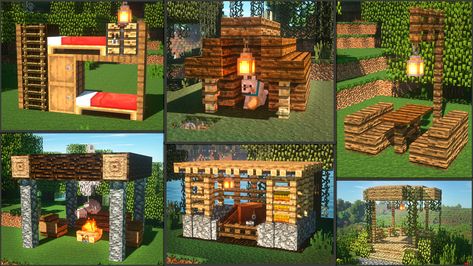 Minecraft Dog Kennel Ideas, Minecraft Crafting Table Ideas, Minecraft Kennel, Dog Houses Minecraft, Minecraft Camping Ideas, Minecraft Bunk Bed Ideas, Dog House Minecraft Ideas, Minecraft Dog Kennel, Minecraft Dog Bed Ideas