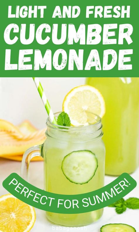 Refreshing summer cucumber lemonade (Agua Fresca). Summer Juice Recipes, Baby Shower Picnic, Lemon Juice Recipes, Cucumber Drink, Cucumber Lemonade, Cucumber Lemon Water, Summer Juice, Lemon Cucumber, Make Simple Syrup