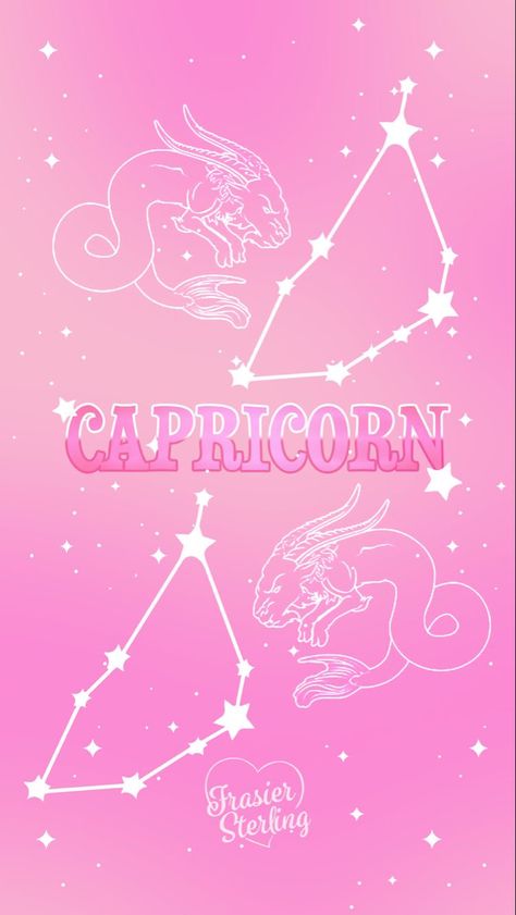 Capricorn Pink Aesthetic, Pink Capricorn, Capricorn Earth Sign, Capricorn Aesthetic, Zodiac Sign Capricorn, 3d Wallpaper Cute, Printable Wall Collage, Cartoon Paper, Y2k Background