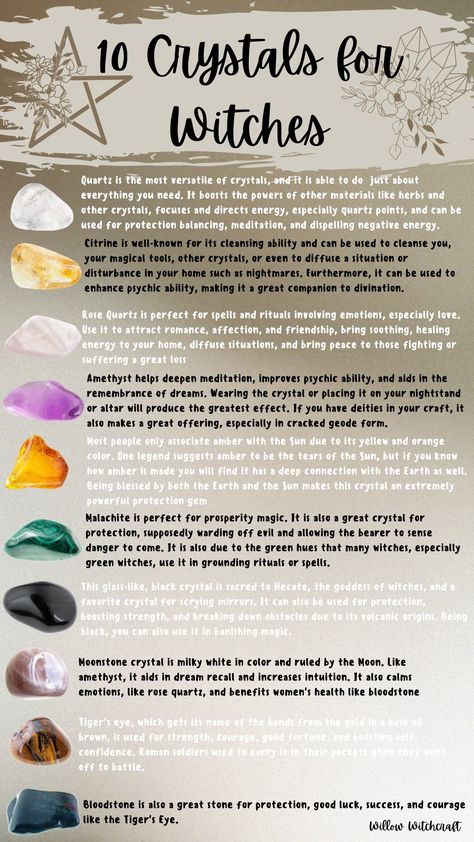 Crystals For Witches, Must Have Crystals, Witchcraft Spells For Beginners, Witchcraft Altar, Witch Herbs, Witch Rituals, Teen Witch, Spells For Beginners, Wiccan Magic