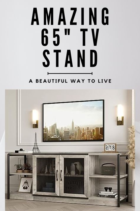 IDEALHOUSE TV Stand for 65+ Inch TV, Industrial Entertainment Center TV Media Console Table, Farmhouse TV Stand with Storage and Mesh Door, TV Console Cabinet Furniture for Living Room (Rustic Grey) #afflink #Promotion Tv Console For 65 Inch Tv, 65 Inch Tv Living Room, 65 Inch Tv Stand, Entertainment Center With Storage, Tv Media Console, 65 Tv Stand, Tall Tv Stands, Tv Console Cabinet, 65 Inch Tv