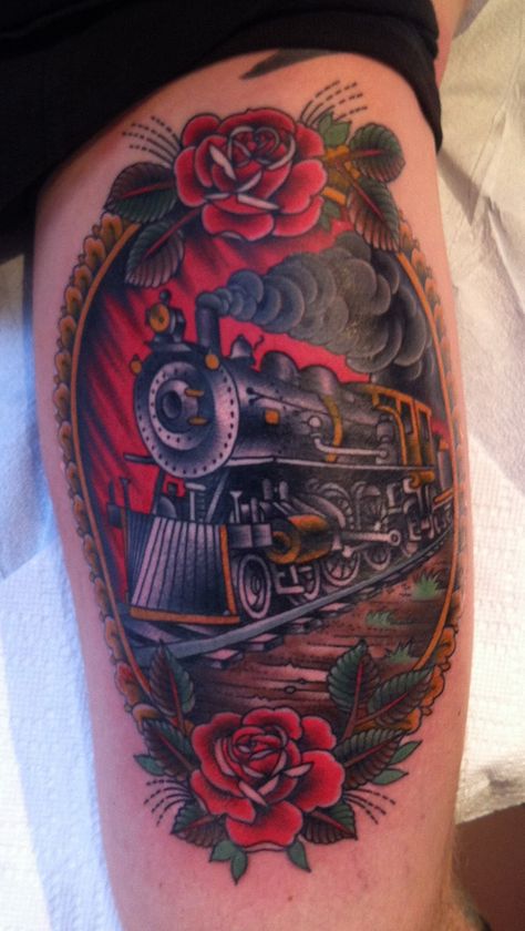 Dan Gilsdorf — Atlas Tattoo - Portland, Oregon Locomotive Tattoo, Portland Oregon Tattoo, Train Tattoo, Oregon Tattoo, Engine Tattoo, Atlas Tattoo, Salvation Tattoo, Tribute Tattoos, Sailor Jerry Tattoos