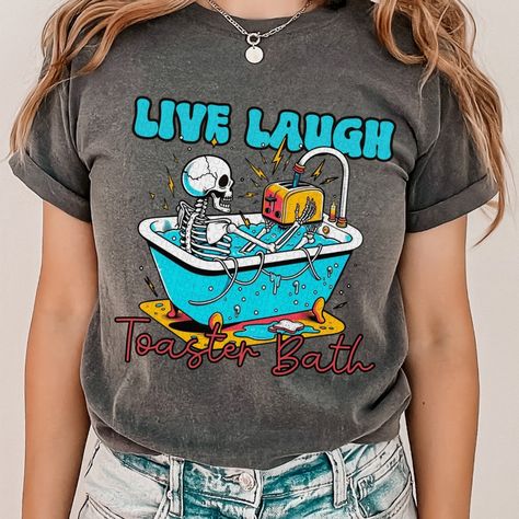 🌈✨ Dive into the world of whimsical wit with Oopsie Daisy! 💀🛁 Unleash your inner humor with our hilarious skeleton-themed t-shirts that say it all: 💀 "Do I look like I give a duck?" – A tub-loving skeleton with an attitude! 💁‍♀️ "I'm f***ing fabulous" – Because skeletons can ride ponies too! 🛁 "Live Laugh Toaster Bath" – Find joy in the most unexpected places. 🌈 "Everything Sucks" – But at least there's a rainbow to lighten the mood! Embrace the laughter, spread good vibes, and make a state... Daisy Crafts, Everything Sucks, Oopsie Daisy, Life's Too Short, Specialty Tools, A Duck, Find Joy, Halloween Mug, Dtf Transfers