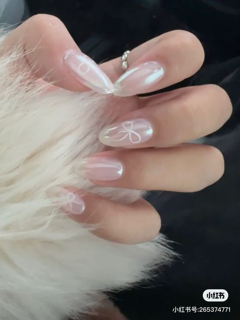 Long Asian Nails, Soft Korean Nails, Nails Ideas Colourful, Ive Nails Kpop, Simple Aesthetic Nail Designs, Nail Designs Simple Almond, Aespa Nails Inspired, Nail Ideas Pearl, Colourful Nail Ideas