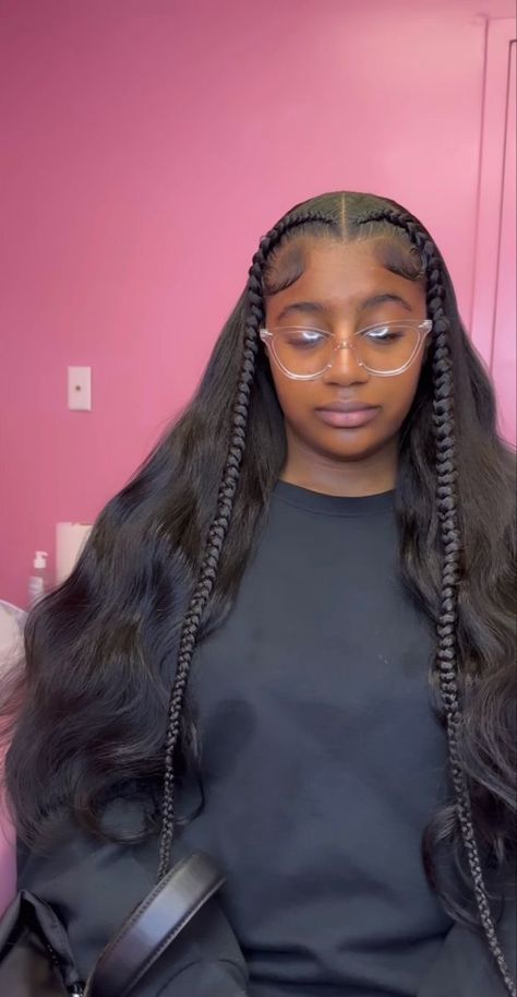 Braids And Weave Hairstyles, Bday Hairstyles, Bday Vibes, Baddie Ideas, Weave Hairstyles Braided, Short Box Braids Hairstyles, Braided Hairstyles For Black Women Cornrows, Sew In Hairstyles, Birthday Hairstyles