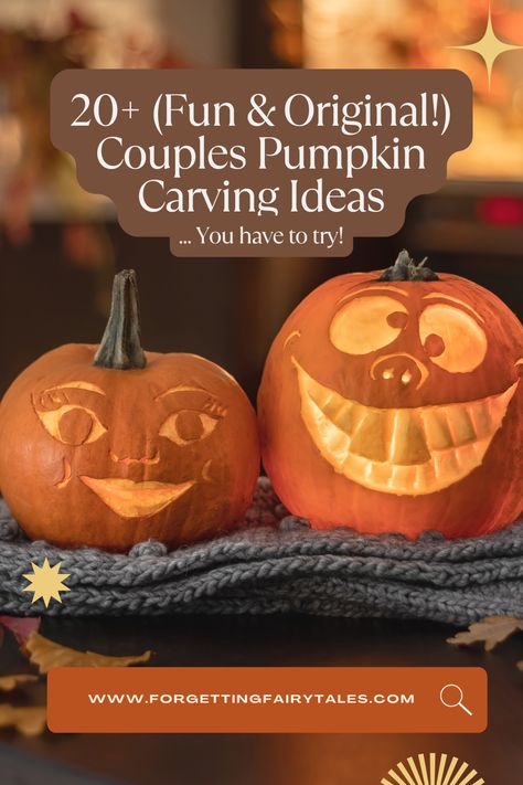 20+ Fun & Creative Couples Pumpkin Carving Ideas (You must do!) Pumpkin Carving Ideas For Couples, Couples Pumpkin Carving Ideas, Couples Pumpkin Carving, Couples Carved Pumpkins, Halloween Pumpkin Carving Ideas, Fun Halloween Activities, Halloween Date, Halloween Pumpkin Carving, Spooky Halloween Treats