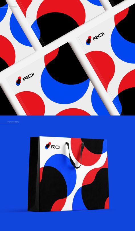 Playful ROI Foundry Branding by made by Zwoelf | Design & Paper Red And Blue Brand Identity, Red And Blue Branding, Dot Pattern Wallpaper, Logo Circle Design, Industrial Branding, Pet Icon, Red Branding, Hare Animal, Red And Blue Logo