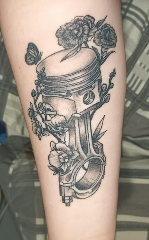 Piston Tattoo, Engine Tattoo, Cute Matching Tattoos, Mechanic Tattoo, C Tattoo, Tattoo Stencil Outline, Cool Small Tattoos, Dream Tattoos, Matching Tattoos