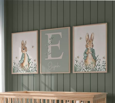 Bunny Nursery Theme, Rabbit Themed Nursery, Peter Rabbit Nursery, Baby Boy Nursery Themes, Nursery Frames, Rabbit Nursery, Baby Room Themes, Nursery Prints Boy, Bunny Nursery