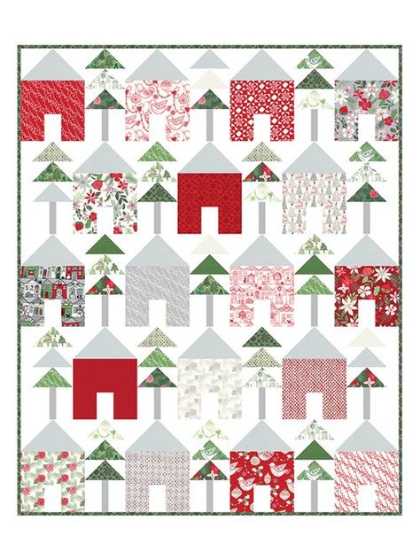 KD Spain — Quilt Patterns Village Quilt, Pattern Quilt, Quilt Sewing Patterns, Pdf Quilt Pattern, Free Quilt Patterns, House Quilts, Holiday Sparkle, How To Finish A Quilt, Christmas Quilts