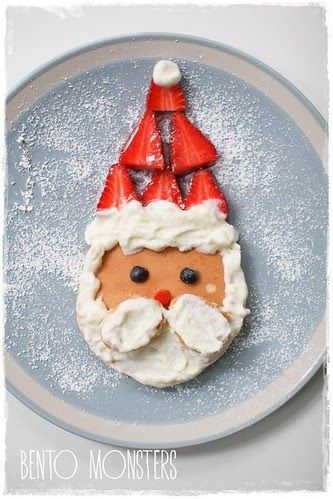 Santa Pancakes, Christmas Pancakes, North Pole Breakfast, Food Art For Kids, Christmas Brunch, Xmas Food, Christmas Breakfast, Christmas Snacks, Christmas Cooking