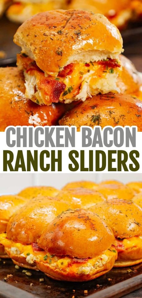 Chicken Bacon Ranch Sliders, Bacon Ranch Sliders, Ranch Sliders, Sliders Recipes Hawaiian Rolls, Easy Slider Recipes, Sliders Recipes Chicken, Rolled Sandwiches, Slider Sandwiches, Food Buffet