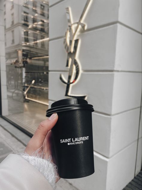 Saint Laurent Coffee Mug, Saint Laurent Coffee, Saint Laurent Aesthetic, Paris Photo Ideas, Coffee In Paris, Collage Photos, Coffee Aesthetics, Abstract Art Images, Luxury Coffee