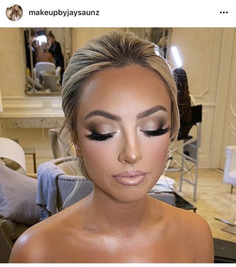 Pageant Makeup For Blondes, Bridesmaid Makeup Green Eyes, Natural Glam Wedding Makeup, Full Glam Bridal Makeup, Pageant Hair And Makeup, Glam Bride Makeup, Glamorous Wedding Makeup, Pageant Makeup, Hazel Eye Makeup