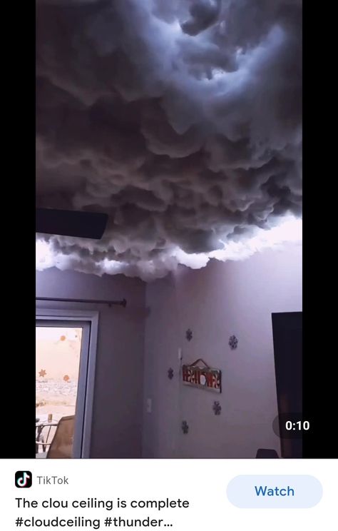 Thunder Cloud Ceiling, Cloud Roof Ceilings, Fortnite Bedroom Ideas, Fortnite Bedroom, Cloud Room, Small Man Cave, Cloud Ceiling, Roof Ceiling, Cloud Decoration