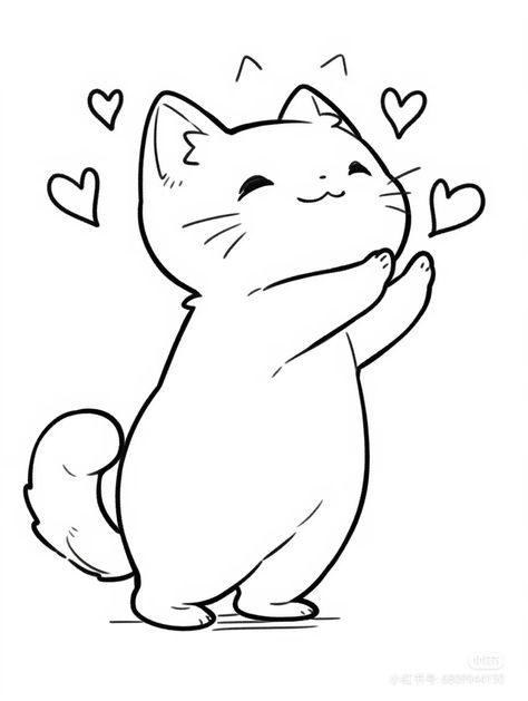 Cat Drawing Simple, Simple Cat Tattoo, Line Art Simple, Cat Tattoo Ideas, Cat Outline, Chat Kawaii, Cute Easy Doodles, Color Drawing Art, Cat Tattoo Designs