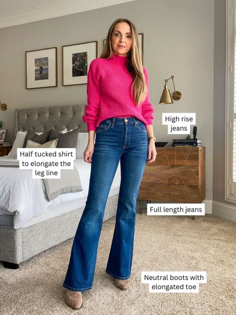 3 Dressing Tips to Make Your Legs Look Longer - Merrick's Art Half Tucked Shirt, Neutral Boots, Clothes Capsule Wardrobe, Make Your Legs Look Longer, Dressing Tips, Daily Look, Long Shirt, High Rise Jeans, How To Make Your