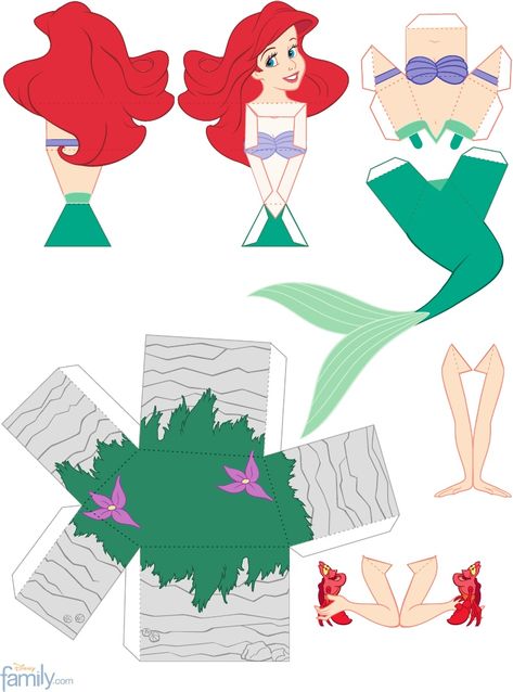 Ariel 3D para Montar Disney Activities, Disney Paper Dolls, Princess Paper Dolls, Papercraft Printable, Disney Princess Party, Paper Toy, Kraf Diy, Minecraft Crafts, Disney Frozen Elsa