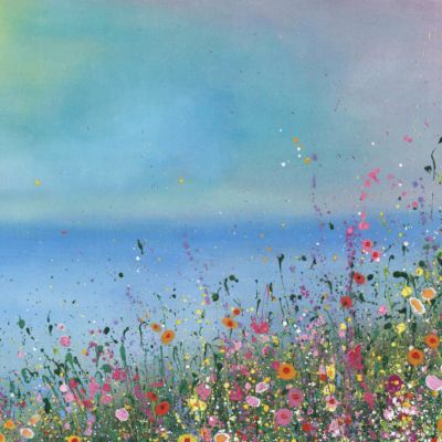 Meadow Flowers Painting, Yvonne Coomber Art, Watercolour Meadow Flowers, Painted Meadow, Summer Meadow Painting, Wildflower Meadow Painting, Splatter Painting, Beach Scene Painting, Beach Art Painting