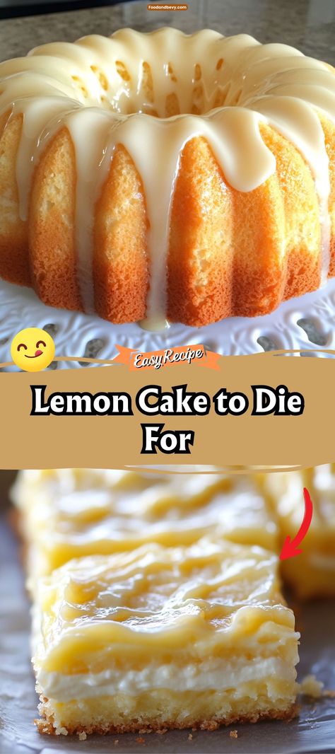 Experience the bright, zesty flavors of this Delicious Lemon Cake, a moist and fluffy cake infused with fresh lemon juice and zest. Topped with a sweet lemon glaze, this cake is a vibrant dessert that's perfect for any celebration or as a delightful end to a springtime meal. #LemonCake #CitrusDesserts #BakingLove Lemon Mascarpone Cake Recipe, Lemon Pie Cake Recipe, Lemon Cake With Glaze Icing, Lemon Bundt Cake With Cream Cheese Icing, Super Moist Lemon Pound Cake, Easy Lemon Birthday Cake, Lemon Crazy Cake, Duncan Hines Lemon Cake Mix Recipes, Lemon Glazed Cake