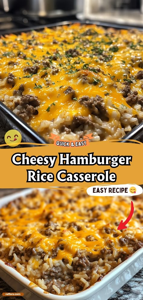 Bacon Cheeseburger Rice Casserole, Potluck Hamburger Recipes, What Can I Make With Ground Beef And Rice, Hamburger Meat Dishes Ground Beef, Poverty Meals Dinners, Cheesy Hamburger And Rice Casserole, Cheesy Amish Beef And Rice Casserole, White Rice And Hamburger Recipes, Cheesy Hamburger Rice Casserole Recipes