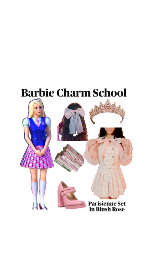 Girly Halloween costume ideas, Blair Barbie charm school, pink set, pink outfit, classy outfit, princess core, coquettecore, dollette, kfashion, pink Mary Janes, pink bow, bows, ribbon, crown, twyla couture, rich girl, twyla couture fashion, twyla couture outfit Pink Outfit Classy, Pink Costume Ideas, Barbie Charm School, Pink Mary Janes, Ribbon Crown, Costume Ideas Halloween, Girly Halloween, Bows Ribbon, Dream Lover